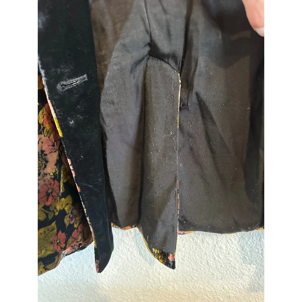 Free People We The Free Floral Velvet Blazer Black Gold Womens XS - Picture 5 of 9